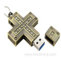 Metal Crystal Cross USB Flash Drive
